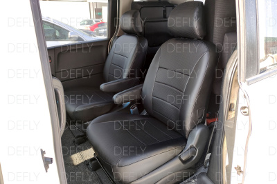 Чехлы на сиденья Honda Freed (GB3, GB4), 2011-2016, рестайлинг, 6 мест, капитанские кресла, экокожа черная