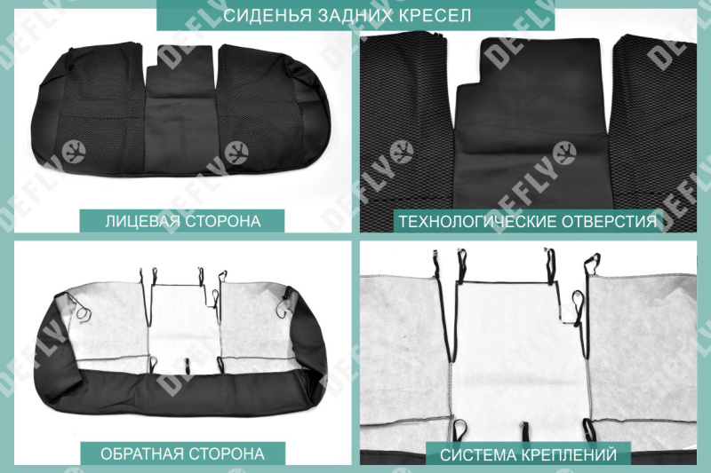 Чехлы на сиденья Mitsubishi ASX/RVR, 2010-2022, Citroen C4 Aircross, 2012-2017, Peugeot 4008, 2012-2015, экокожа черная/жаккард