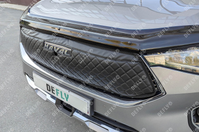 Утеплитель радиатора для Haval F7, F7x, 2018-2022, экокожа черная 