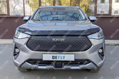 Утеплитель радиатора для Haval F7, F7x, 2018-2022, экокожа черная 