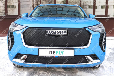Утеплитель радиатора для Haval Jolion, 2020-2024, до рестайлинга, экокожа черная