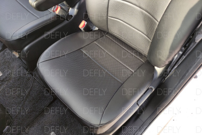 Чехлы на сиденья Honda Freed (GB3, GB4), 2011-2016, рестайлинг, 6 мест, капитанские кресла, экокожа черная