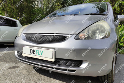 Утеплитель радиатора для Honda Fit (GD), 2001-2004, до рестайлинга, экокожа черная 