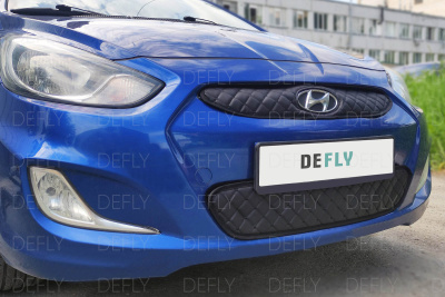 Автоодеяло и утеплитель радиатора Hyundai Solaris (RB), 2010-2014, до рестайлинга