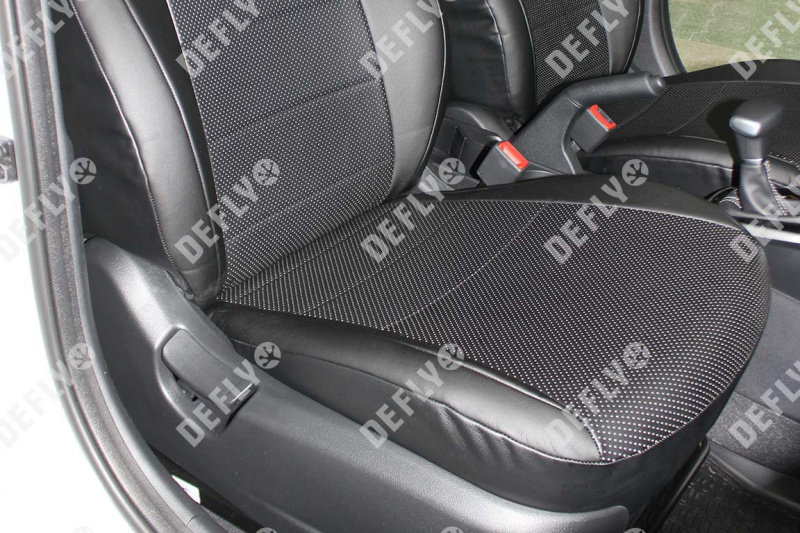 Чехлы на сиденья Kia Rio (FB), 2016-2022, седан, передний ряд, экокожа черная