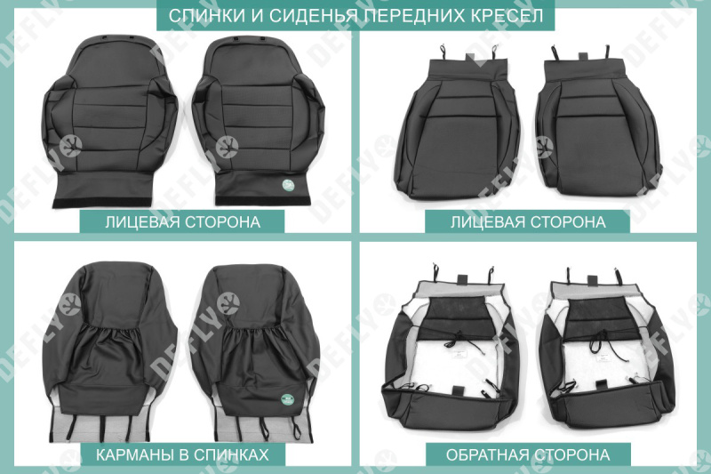 Чехлы на сиденья УАЗ Патриот, 2020-н.в., комплектация Комфорт, Люкс, Люкс Премиум, экокожа черная
