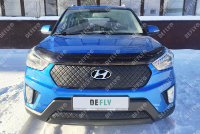 Утеплитель радиатора для Hyundai Creta (GS), 2015-2020, до рестайлинга, экокожа черная 