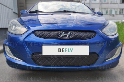 Автоодеяло и утеплитель радиатора Hyundai Solaris (RB), 2010-2014, до рестайлинга