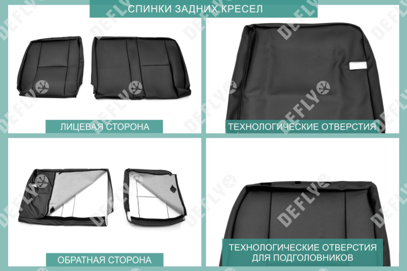 Чехлы на сиденья Лада XRAY, 2015-2022, задний ряд 60/40, экокожа черная