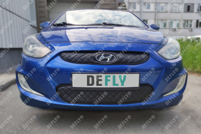 Утеплитель радиатора для Hyundai Solaris (RB), 2010-2014, до рестайлинга, экокожа черная 
