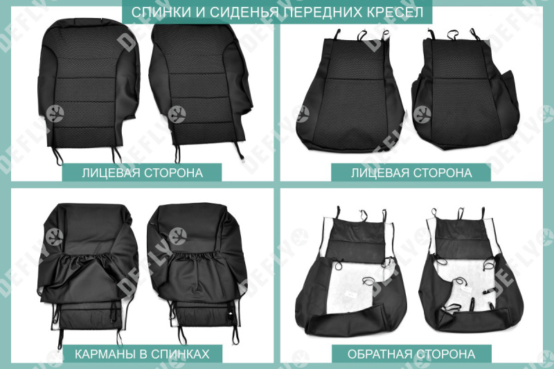 Чехлы на сиденья Mitsubishi ASX/RVR, 2010-2022, Citroen C4 Aircross, 2012-2017, Peugeot 4008, 2012-2015, экокожа черная/жаккард