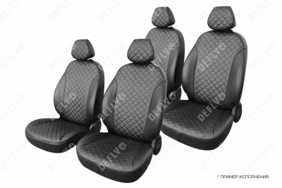 Чехлы на сиденья Honda Freed (GB5-GB8), 2016-2024, 4 места, капитанские кресла, экокожа черная/ромб перфорация