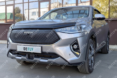 Утеплитель радиатора для Haval F7, F7x, 2018-2022, экокожа черная 