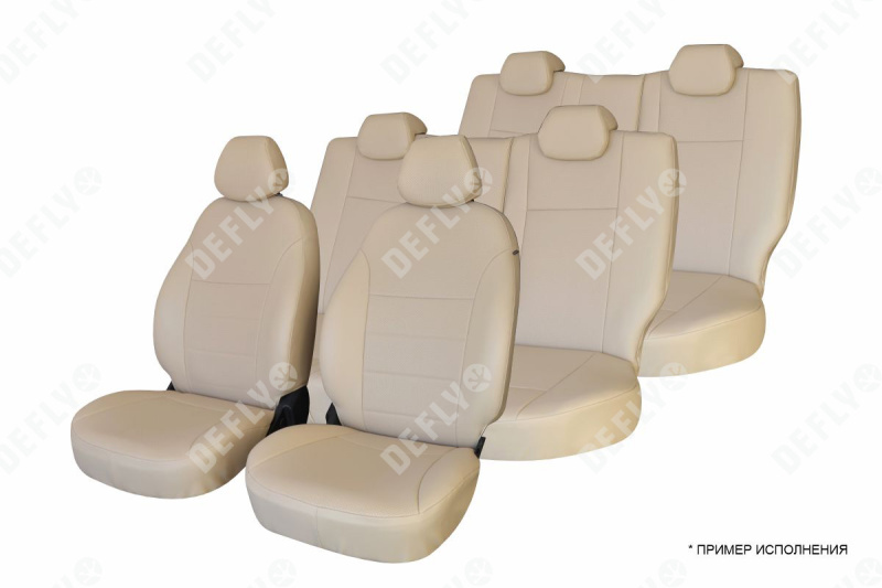 Чехлы на сиденья Toyota Land Cruiser (J200), 2007-2015, спинка 2 ряда 40/20/40, 7 мест, экокожа бежевая