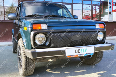 Утеплитель радиатора для Лада Нива 4x4, с 2019г., Урбан, Легенд, экокожа черная 