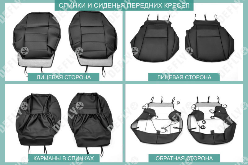 Чехлы на сиденья Лада XRAY, 2015-2022, задний ряд 60/40, экокожа черная