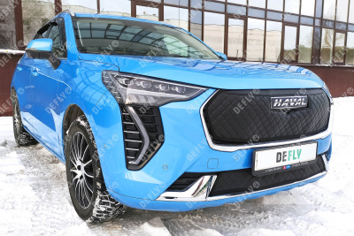 Утеплитель радиатора для Haval Jolion, 2020-2024, до рестайлинга, экокожа черная