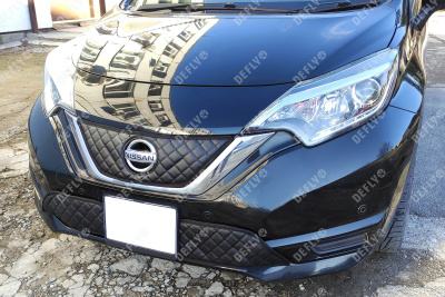 Утеплитель радиатора для Nissan Note (E12), 2016-2020, рестайлинг, экокожа черная 