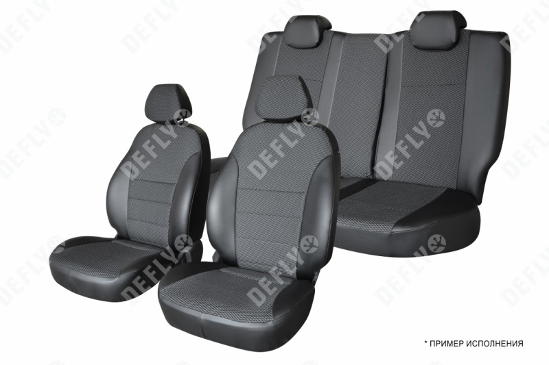 Чехлы на сиденья Mitsubishi ASX/RVR, 2010-2022, Citroen C4 Aircross, 2012-2017, Peugeot 4008, 2012-2015, экокожа черная/жаккард