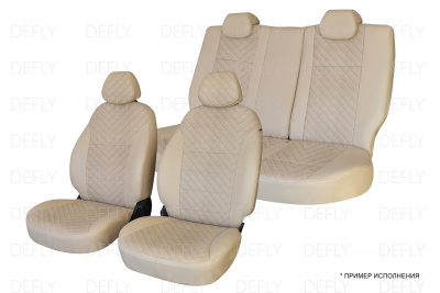 Чехлы на сиденья Toyota Corolla (E120), 2000-2006, седан, правый руль, экокожа бежевая/ромб перфорация 