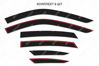 Дефлекторы окон 2D Лада Гранта, 2018-н.в., лифтбек, комплект 6 шт.