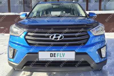 Утеплитель радиатора для Hyundai Creta (GS), 2015-2020, до рестайлинга, экокожа черная 