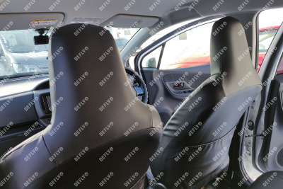 Чехлы на сиденья Toyota Vitz (XP130), 2010-2020, 1 ряд подголовник слитный, 2 ряд спинка 60/40, экокожа черная