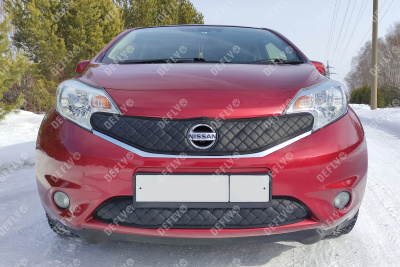 Утеплитель радиатора для Nissan Note (E12), 2012-2016, до рестайлинга, экокожа черная 