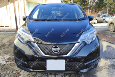 Утеплитель радиатора для Nissan Note (E12), 2016-2020, рестайлинг, экокожа черная 